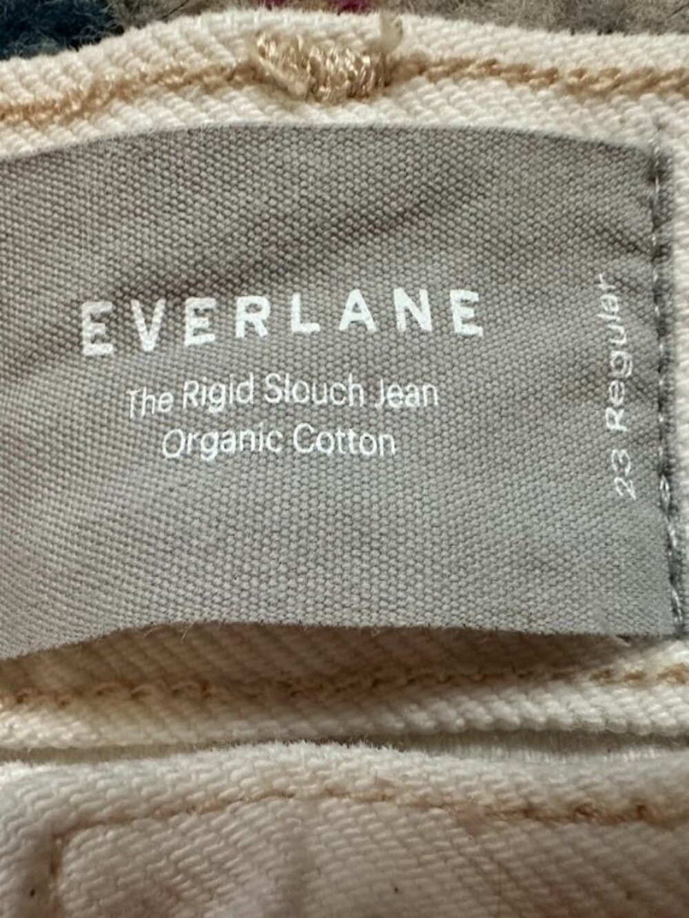 Everlane 100% Organic Cotton Cream Color Rigid Slouch Straight Leg Jean- sz 23 - Picture 8 of 9
